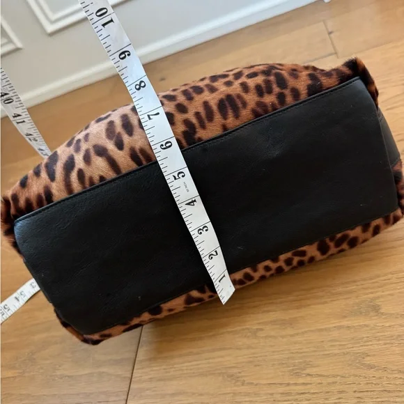 Giorgia Milani Leopard Print Calf Hair & Black Leather Satchel Purse - NWT - Picture 12 of 15